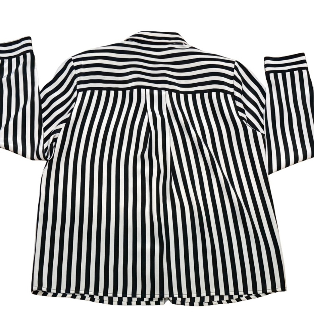 Notations Black Striped Button Down‎ Shirt Vintage Goth - Picture 3 of 7